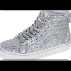 Vans sk8-hi zip Metallic Glitter Silver girls 3